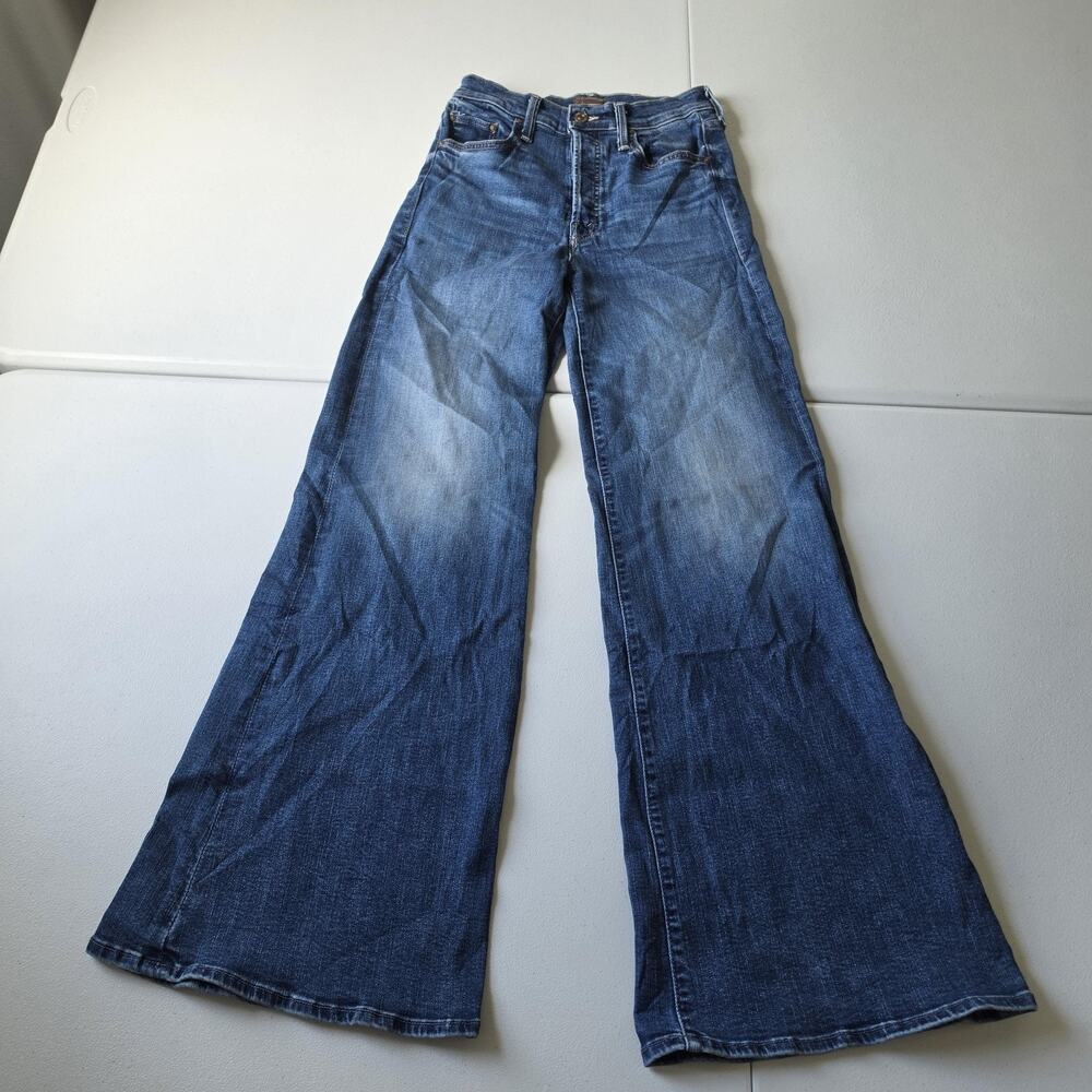 Mother Tomcat Roller Sneak Jeans Womens 26 Blue Med Wash Wide Leg 26x30